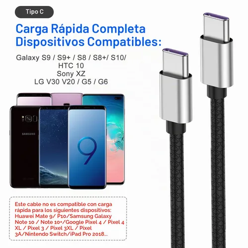 Vista 6 de Cable USB C a USB C【Paquete de 2 de 10 pies】, Cable de carga Usbc a Usbc de 60W/3A Cargador rápido, Adaptador Tipo C a USB para Samsung Galaxy Plata