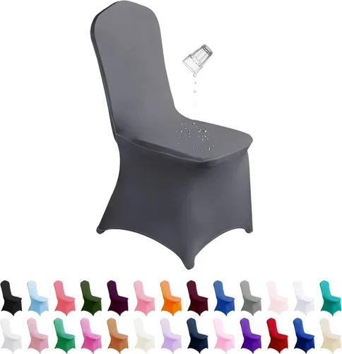 Vista 17 de SUPERO Funda impermeable de poliéster y elastano para silla (100 unidades, color negro) - Fundas elásticas para sillas de comedor, protector