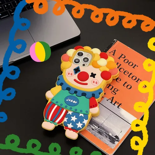 Vista 3 de Funda fea compatible con iPhone 11, 3D Kawaii payaso caricatura, divertido protector de silicona suave a prueba de golpes para mujeres y niñas