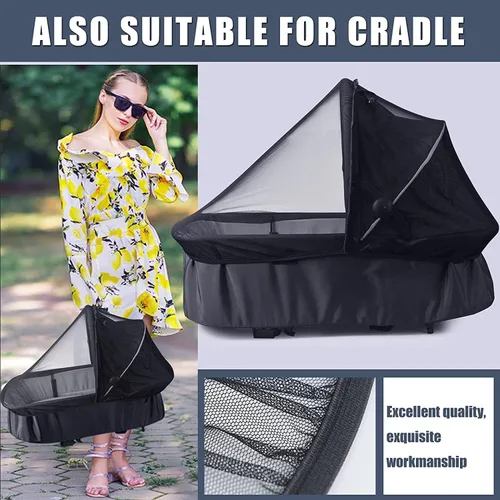 Vista 6 de Sysmie Mosquitera para cochecito Mosquitera para asiento de automóvil con cremallera, ajuste universal, calidad premium, duradera - Negro..