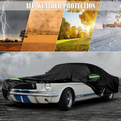 Vista 6 de Funda impermeable para coche Replace para Ford Mustang 1964-1978, 6 capas para todo tipo de clima, funda personalizada Mustang para todo el coche