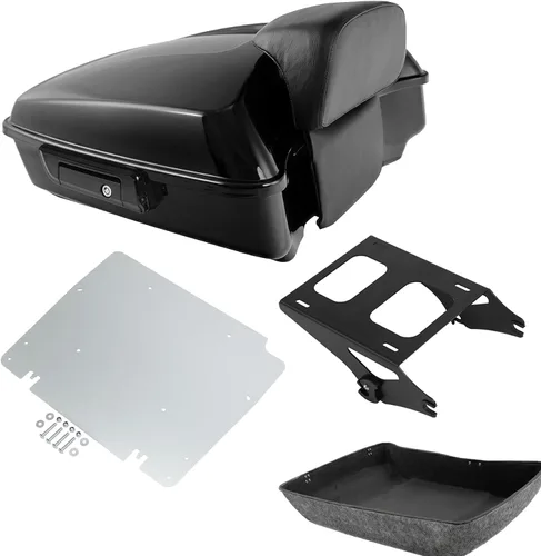 Vista 17 de TCMT Pestillos Negros de 10.7" para Maletero Cortado, Almohadilla de Respaldo, Luz Trasera LED con Señal de Giro Compatible con Harley Touring