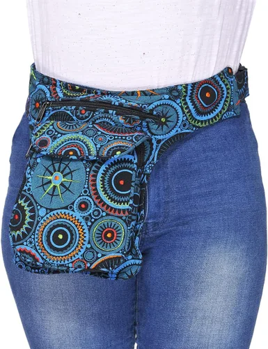Vista 2 de The Collection Royal Riñonera Bolsos Cruzados para Mujeres Bolsa de Cinturón de Lona de Algodón Boho Hippie Festival Colorida para Mujeres