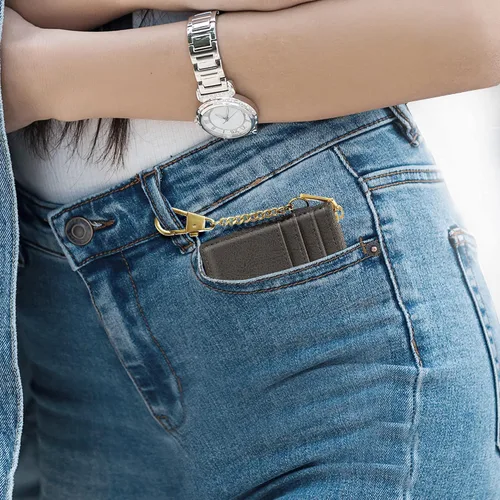 Vista 53 de SEAVILIA Tarjetero llavero cartera para mujer con ventana de identificación RFID monedero regalo abeja delgada minimalista pequeña cartera