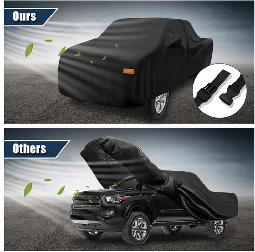 Vista 5 de X AUTOHAUX Funda para camioneta Toyota Tacoma Doble Cabina 4P 1,5 m de largo 2005-2021 Protección contra sol, lluvia, polvo, viento y nieve 190T-PU
