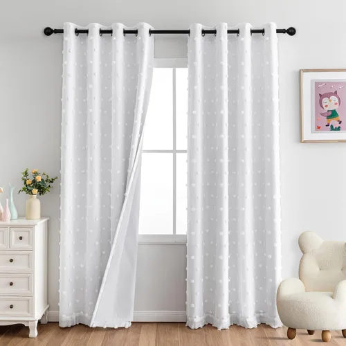 Vista 28 de MYSKY HOME - Cortinas opacas rosadas para dormitorio de niñas de 54 pulgadas de largo, cortinas cortas para tratamiento de ventanas, 100% cortinas