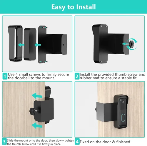 Vista 6 de Soporte de timbre Blink sin taladro, soporte de puerta antirrobo para cámara de timbre Blink totalmente nueva, kits de timbre de instalación rápida