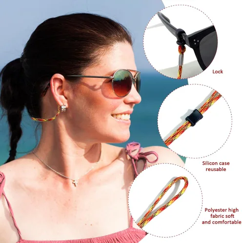 Vista 6 de Glasses Strap Eye Glasses Holder Strap for Kids Men Women, Adjustable Sunglasses Straps Eye Glasses Holders Around Neck (Multicolor, 5PCS)