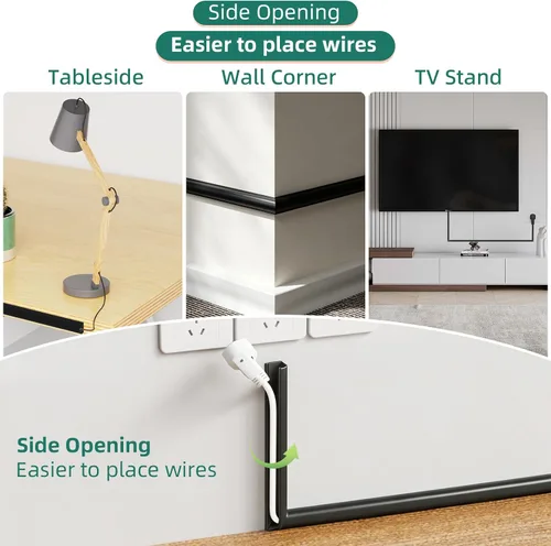 Vista 3 de Kit de canaleta de cable para 1 cable, 39 pulgadas de silicona para TV para Negro