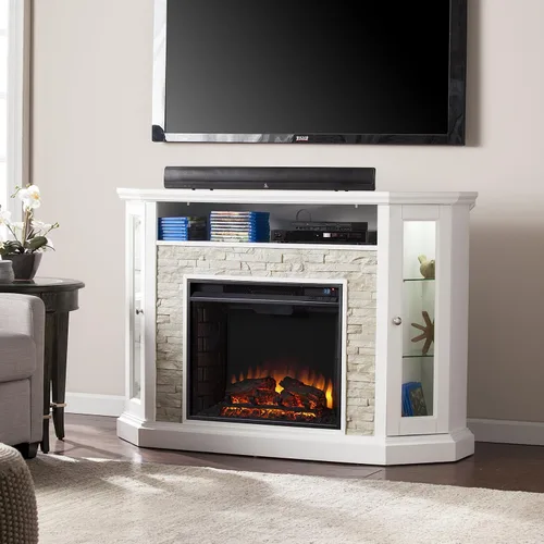 Vista 8 de Southern Enterprises chimenea eléctrica convertible, Metal, Blanco