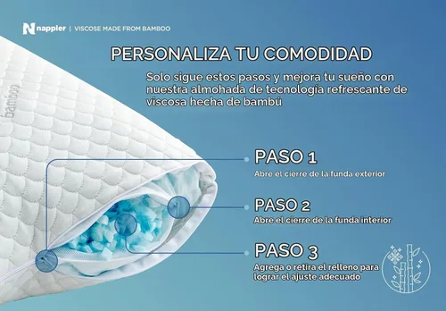 Vista 5 de Nappler - Almohada refrescante para durmientes calientes - Juego premium de 2 almohadas de cama tamaño estándar - Espuma viscoelástica triturada