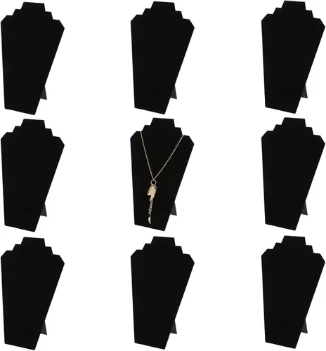 Vista 6 de Foraineam Paquete de 9 exhibidores de collares de 12.5 pulgadas de terciopelo negro para joyería, caballete de exhibición, colgantes, cadenas