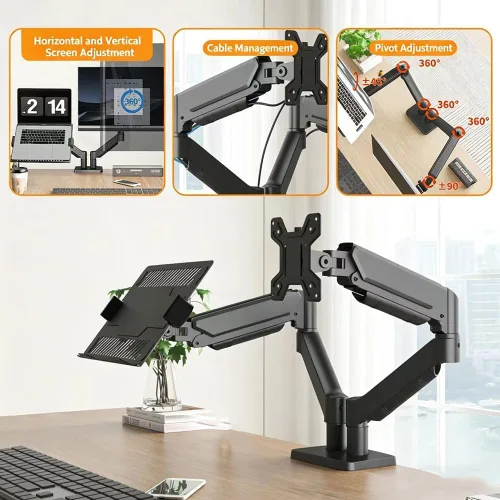 Vista 4 de Dual Monitor Stand, Dual Monitor Arm for 17-32 Inch, Ergonomic Desk Monitor Mount Holds up to 22 lbs,Height Adjustable Swivel Tilt Rotation Space