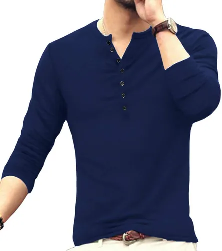 Vista 6 de YTD - Camiseta de manga larga para hombre estilo informal corte ajustado