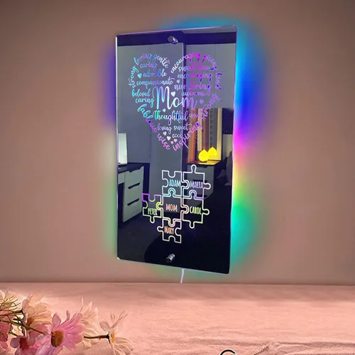 Vista 10 de Espejo de luz LED de neón personalizada de Affirmations "I Am - Decoración de pared con nombre personalizado para dormitorio, espejo LED