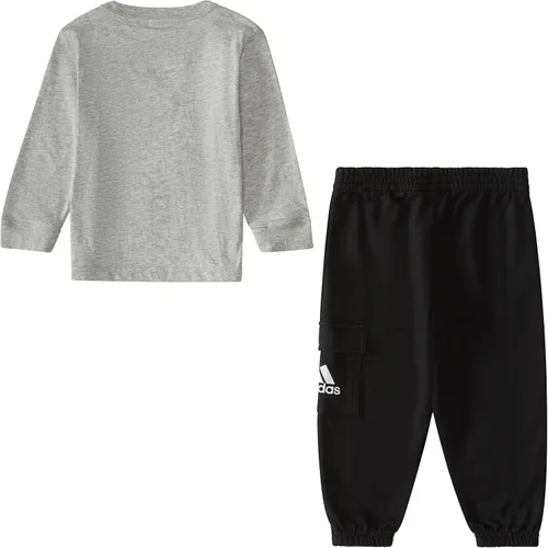 Vista 2 de adidas Boys 2-piece Long Sleeve Cotton Heather Tee & Cargo Jogger Set