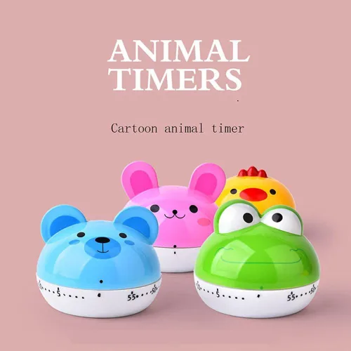 Vista 3 de Lindos temporizadores de animales de dibujos animados mini 55 minutos de cocina mecánica temporizador de cocina reloj contadores de alarma fuerte
