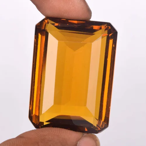 Vista 2 de Joyería Citrino amarillo 109.00 ct Corte esmeralda Citrino amarillo suelto, piedra natal facetada Gema de citrino amarillo, Gema, amarillo