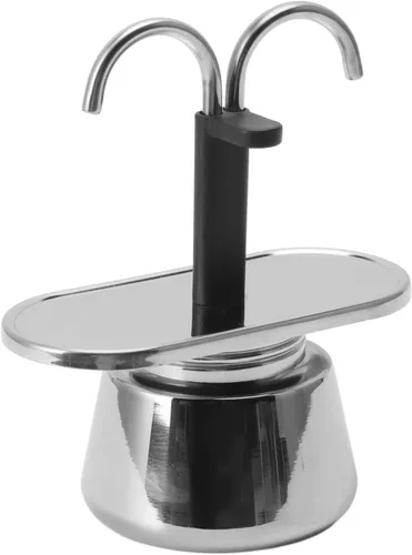 Vista 3 de Pwshymi 2 tazas 100ML Moka Pot Doble Cabeza Acero Inoxidable Mocha Cafetera Italiana DIY Conducto Cafetera Doble Espresso Pot Moka Pot 2 Taza