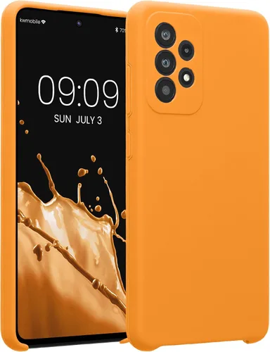 Vista 165 de kwmobile Funda compatible con Samsung Galaxy A13 4G - Funda delgada de silicona TPU - Acabado suave al tacto - Amarillo radiante