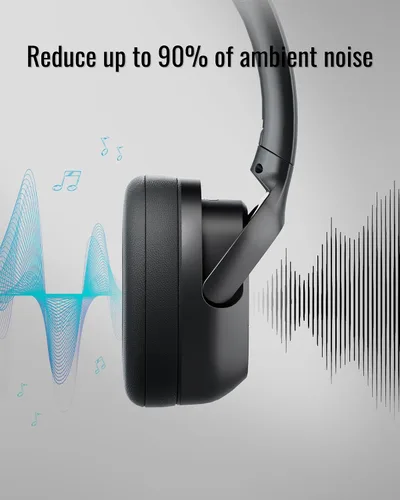 Vista 2 de Auriculares híbridos con cancelación activa de ruido, Bluetooth inalámbrico sobre la oreja, tiempo de reproducción ANC de 50 horas, giratorio