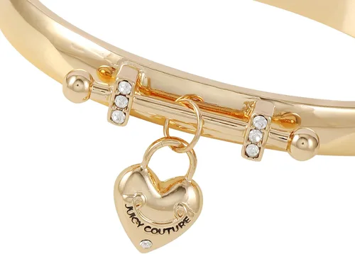 Vista 2 de Juicy Couture Pulsera elástica con dije de corazón dorado, Metal, Piedra de vidrio