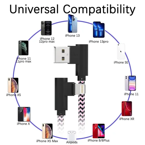 Vista 6 de Cable de carga para iPhone, cable Lightning de 6 pies, 3 unidades, cable de carga largo para iPhone 11, cargador para iPhone 6 pies