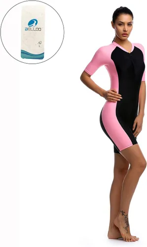 Vista 7 de BELLOO Traje de baño para mujer, de una pieza, de manga corta, protección solar