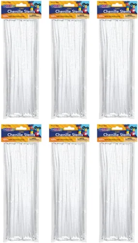 Vista 26 de Creativity Street Jumbo Chenille Stems, 12" x 6 mm, Craft Pipe Cleaners in Assorted Basic Colors, Pack of 100, Case of 12 Packs, 1200 Chenille Stems