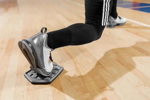 Vista 4 de Discos deslizantes SKLZ Slidez de doble cara para ejercicios de estabilidad del núcleo para manos y pies, uso en cancha, gris