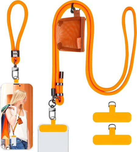 Vista 12 de HOTEMIA Cordón para teléfono y correas para la muñeca, cordón para celular ajustable cruzado con billetera desmontable, cordón para iPhone de 8mm