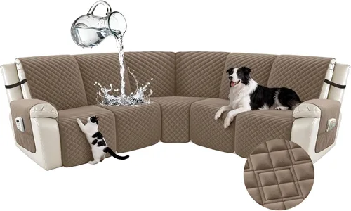 Vista 13 de Arfntevss Fundas para sofá seccional reclinable para sofá seccional en forma de L, funda antideslizante lavable para sofá reclinable con forma de L