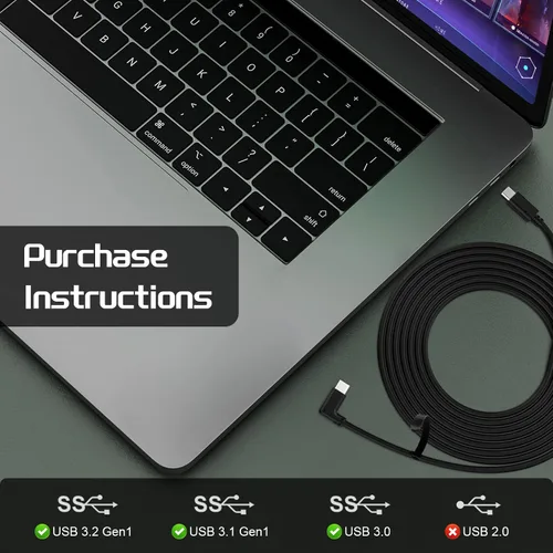 Vista 5 de VR Link Cable USB C 10FT Compatible with Oculus Quest 12Pro, VR Link Headset Cable with High-Speed Transfer and Fast Charging, USB 3.2 Gen1 C-C
