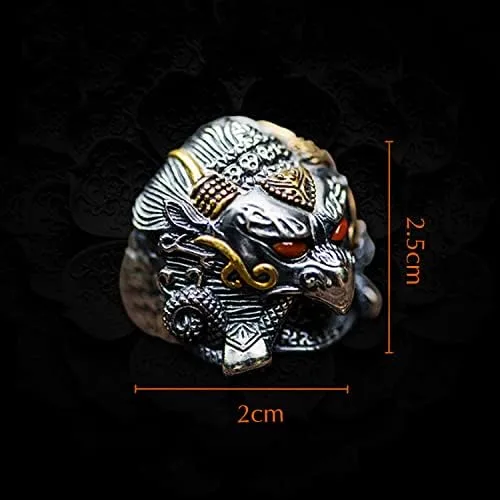 Vista 7 de Anillo de plata de ley S925 Feng Shui Dapeng para hombres y mujeres, joyería budista tibetana, atrae dinero de riqueza y amuleto de buena suerte
