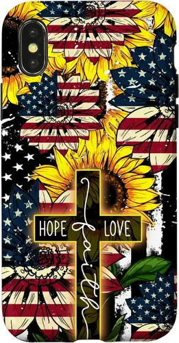 Vista 5 de Funda para iPhone 16 Sunflowers Faith Hope Love Jesus Cross Christian