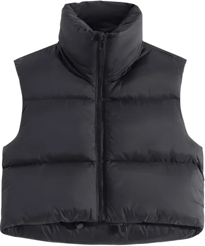 Vista 2 de Fuinloth Chaleco acolchado para mujer, cuello alto y ligero, con cremallera