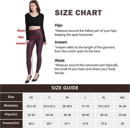 Vista 6 de HARTPOR Leggings de piel sintética para mujer, leggings de piel sintética con revestimiento de piel, elásticos, de cintura alta, pantalones de yoga