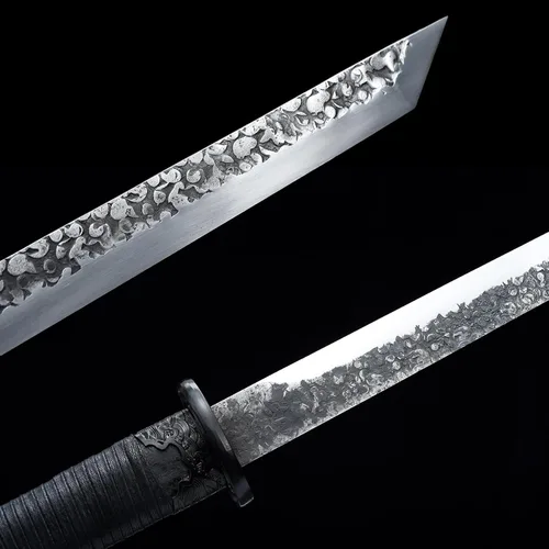 Vista 6 de 42.5" Forjado a mano T10 Acero de alto carbono Negro Dragon Tang Sword Dao