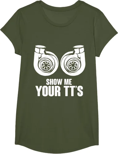 Vista 96 de Funny Show Me Your TT's Twin Turbo Car Racing Camiseta, Negro, S
