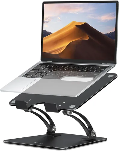 Vista 11 de Nulaxy Soporte para portátil totalmente ajustable para escritorio, elevador de computadora de aluminio plegable doble con ventilación térmica