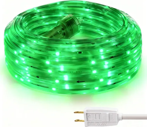 Vista 13 de Tira de luces LED blancas frías de 16.4 pies, 5000 K, para exteriores, 120 V IP65, plana Luz diurna