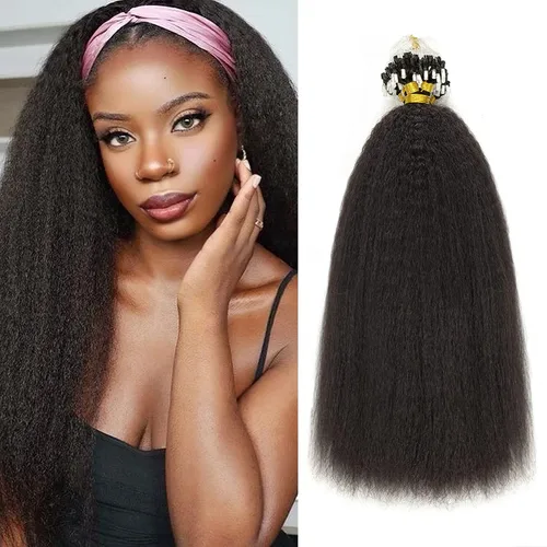Vista 20 de Extensiones de cabello humano con micro anillo, lacio, rizado, color negro natural, largo microenlaces, extensiones de cabello humano para personas
