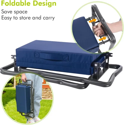 Vista 4 de ikkle Asiento de jardín resistente y taburete de jardinería – Almohadilla de rodillas desmontable más gruesa y más ancha – Regalo para mujeres