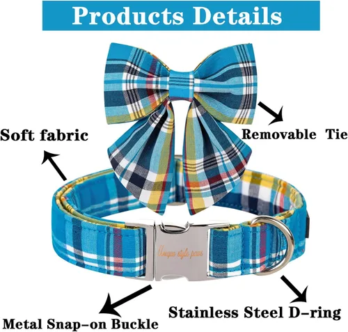 Vista 59 de Unique style paws - Collar para perros con corbatín, collar ajustable para perros y gatos, pequeño, mediano y grande