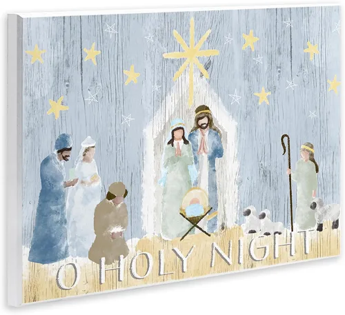Vista 2 de Stupell Industries 'Nativity Barn Stable Scene', placa artística de pared, 15 x 10 pulgadas, fácil de colgar y resistente, fabricada en Estados