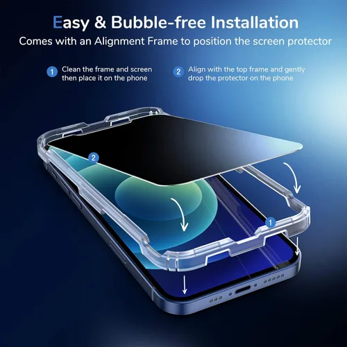 Vista 5 de [Usado] Syncwire Protector de pantalla de privacidad para iPhone 12 / iPhone 12 Pro, vidrio templado antiespía inastillable