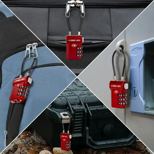 Vista 7 de SURE LOCK Cerraduras de equipaje aprobadas por la TSA, alerta abierta, diales de fácil lectura, cerraduras de equipaje de viaje para maleta