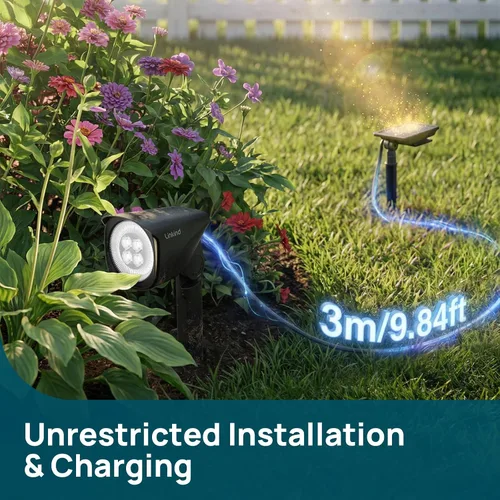 Vista 8 de Linkind Smart Solar Spotlights SL6C, Dual Ring Halloween Lights Multicolor