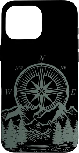 Vista 19 de iPhone 16 Compass Nautical Aesthetic Tree Mountains Landsacpe Case