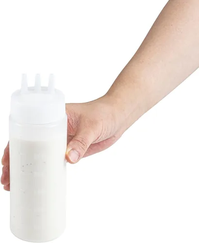 Vista 14 de Paquete de 6 botellas de plástico para apretar, transparentes, 12 onzas, punta de triple dispersión, 2.25 x 2.25 x 6.75 pulgadas por Restaurantware